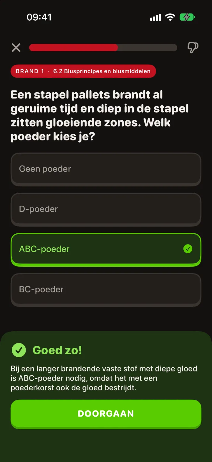 Oefenvraag in donkere modus