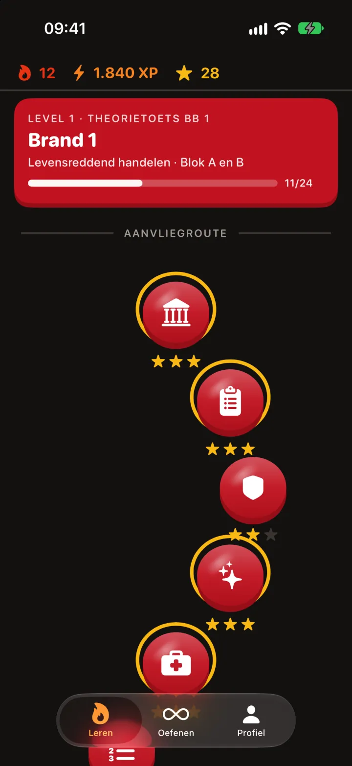 Leerpad in donkere modus